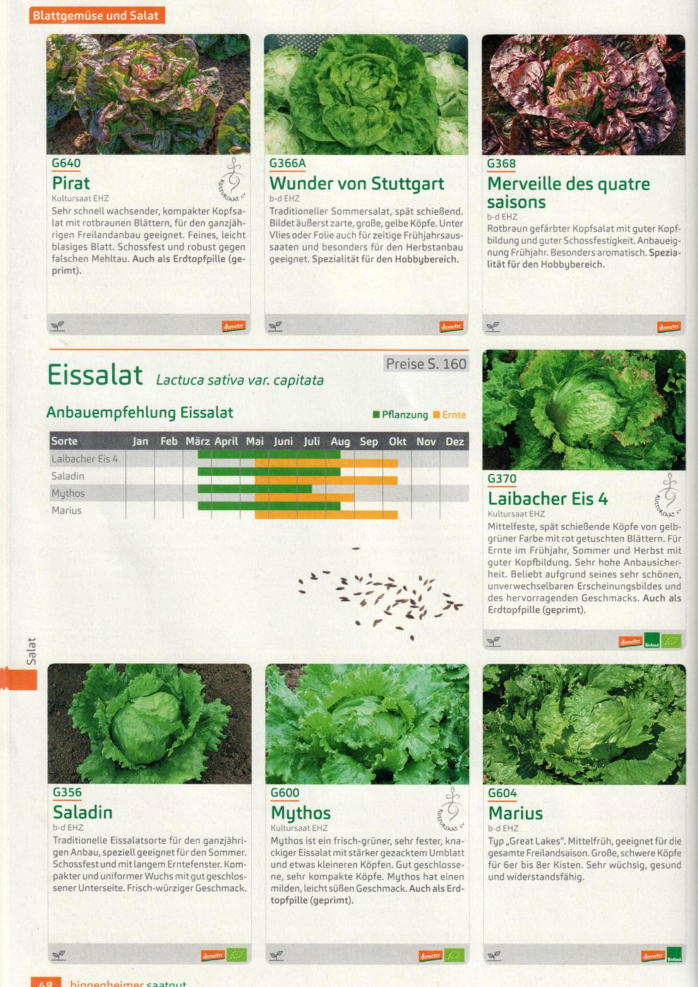 Zu den einzelnen Produkten gibt es Detailinformationen beispielsweise zum richtigen Saatzeitpunkt. (Bild: Bingenheimer Saatgut AG, Scan: Michael Jansen)