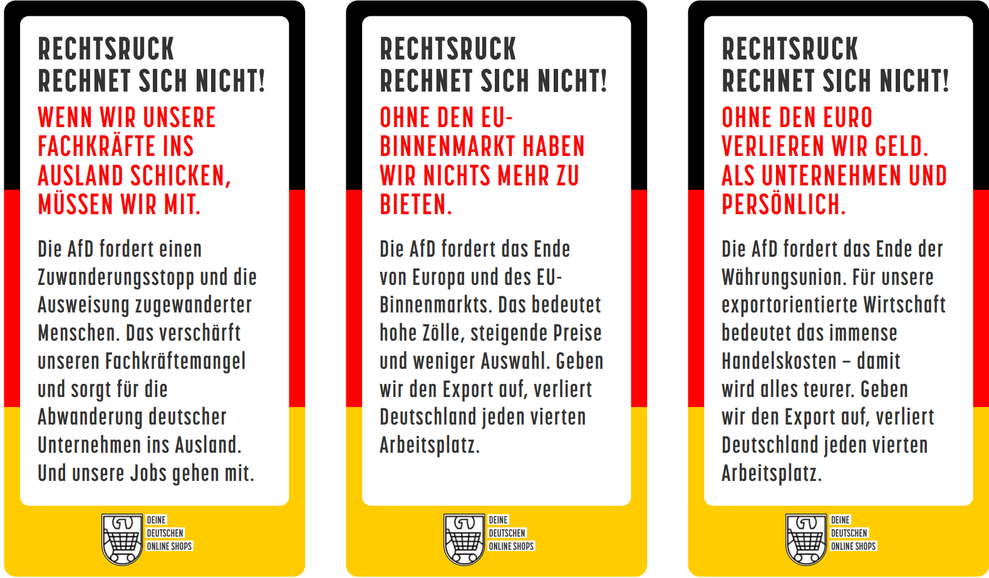 Die ECommercegegenrechts-Banner gibt mit verschiedenen Motiven (Bild: ECommercegegenrechts)